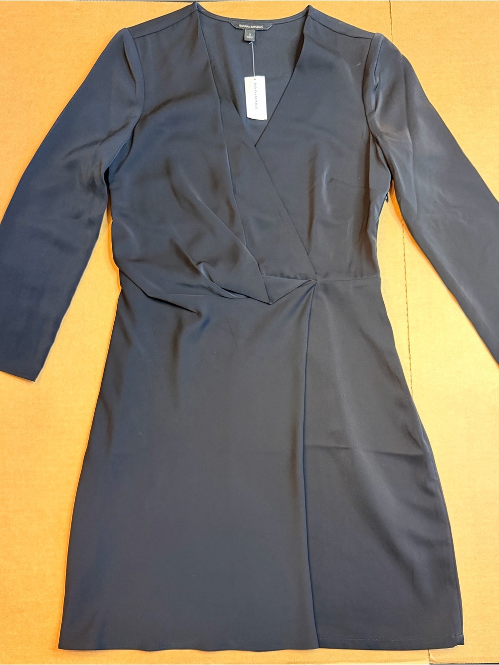 Banana Republic Black Long-Sleeve Wrap-Style Dress